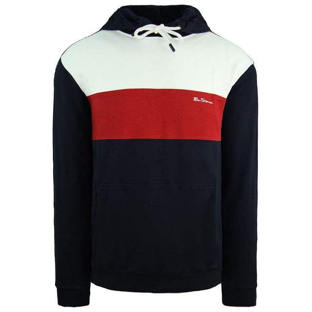 Ben Sherman Striped Panelled Hoody Mens Pullover Jumper 0067812 170
