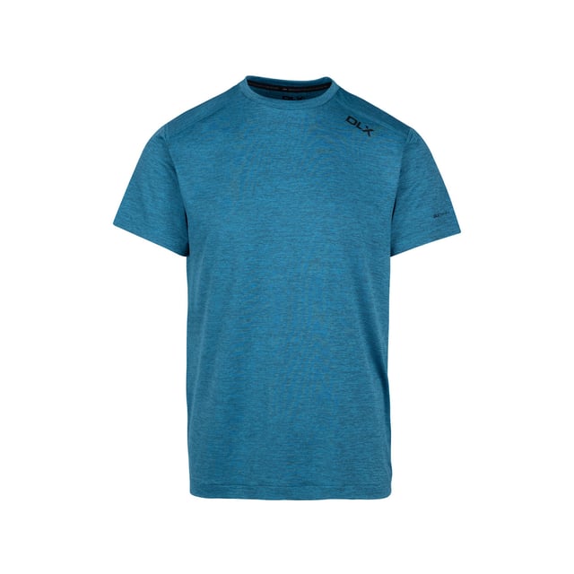 92% Polyester, 8% Elastane. Fabric: Knitted, Marl. Design: Stripe Detail. Neckline: Round Neck. Sleeve-Type: Short-Sleeved. Fabric Technology: Anti-Bacterial, DLX, Quick Dry.