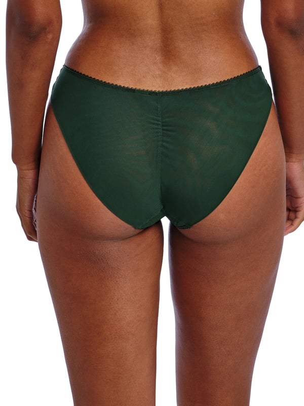 Freya Loveland Brief. With embroidery, back gathering and a fold over finish. No VPL. Product is made of 88% Nylon/Polyamide, 6% Elastane, 6% Polyester and is recommended hand-wash only.