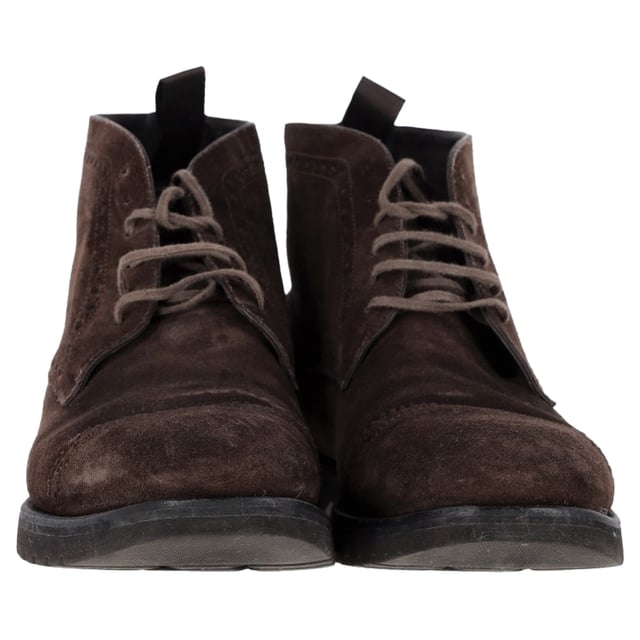 Tom Ford Laser Cut Lacer-Up Chukka Boots in Brown Suede display picture 2