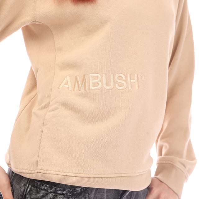 Ambush Crewneck Sweatshirt in beige.- Ribbed crew neck.- Ribbed trims.- Tonal logo embroidered on the front.- Regular fit.- 100% Cotton.- Ref: BWBA0060016161