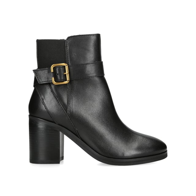 Kurt geiger black leather 2025 western heeled ankle boots
