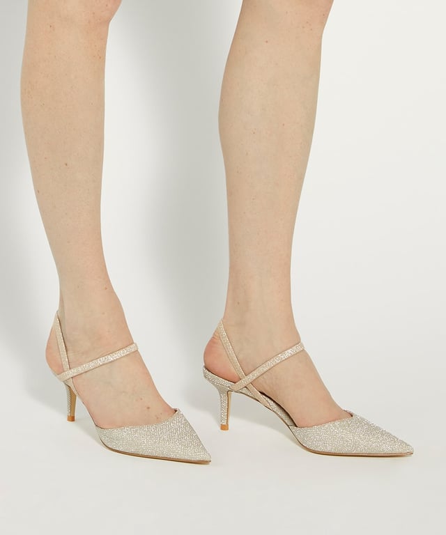 Dune Ladies Classical - Stiletto Heeled Courts Revamp your occasion edit with our Classical courts. Set on a medium stiletto heel, this design is certain to become the focal point of your ensembles. Detailed with an elasticated slingback for a comfortable fit, this point-toed silhouette will refresh your looks in an instant.