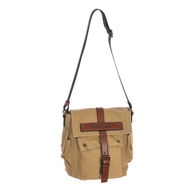 Men's shoulder bag from the U.S. POLO ASSN brand.
 Synthetic material exterior.
 Magnet and zipper closure.
 Front exterior: One pocket with magnet closure.
 Exterior sides: One pocket on each side with magnet closure.
 Front interior: Two open pockets.
 Back interior: One zipper pocket.
 Adjustable strap with brand print.
 Interior lining with brand print.
 Brand logo on the front.
 Measures: 27x29x12.5cm
 Composition: 90% Fabric, 10% Polyurethane
 Care:
Clean with a wet cloth.