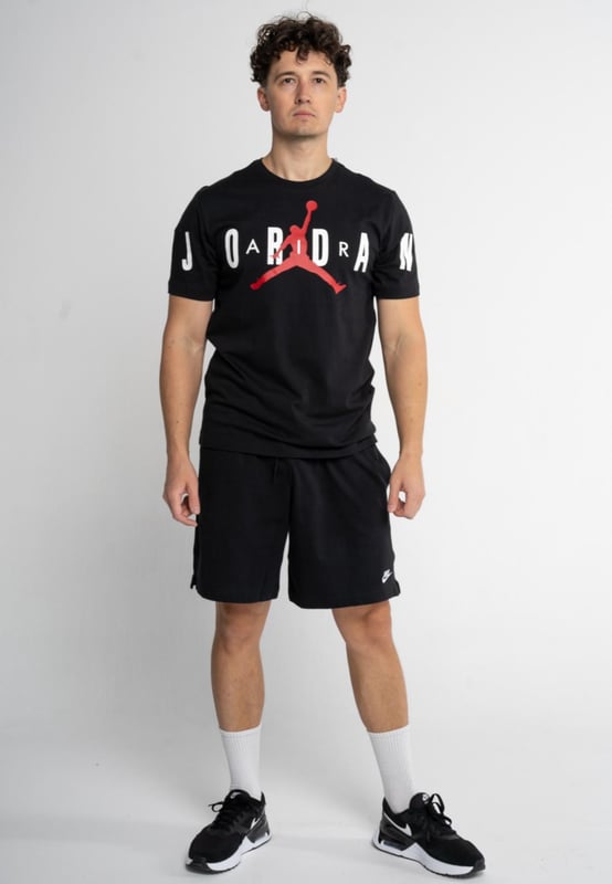 Elevate your wardrobe with this Jordan Men's Air Stretch T-Shirt mixing a bold statement of style and fashion-forward pick. - - . Rep your favorite brand to the fullest in the Jordan Air Stretch Tee. - -. This essential T-shirt is made from soft, breathable cotton and features the iconic Air Jordan logo across the front. - -.  Pair it with your favorite Jordan Retros for an easy everyday look.