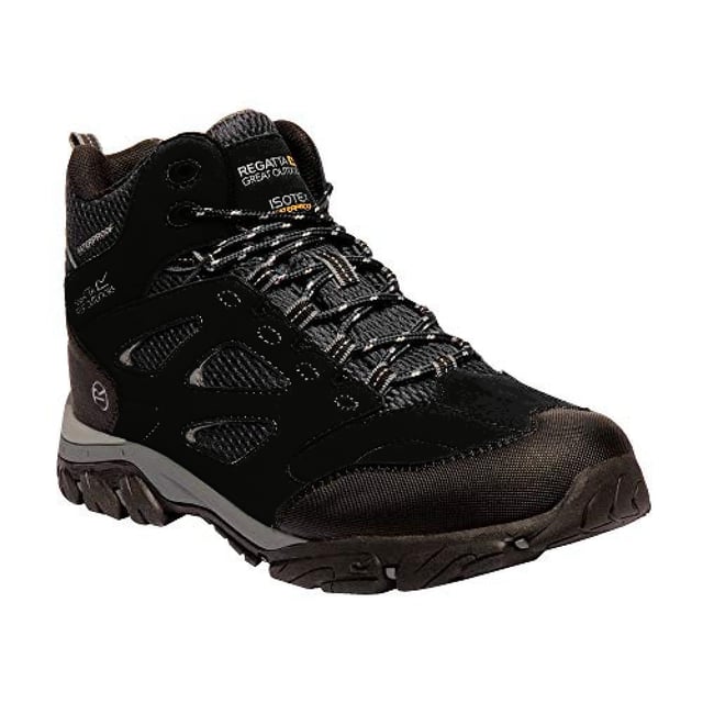 Mens hiking boots made of Isotex waterproof material. Seam sealed with internal membrane bootee liner. Hydropel water resistant technology. Deep padded neoprene collar and mesh tongue. Rubberised toe and heel bumpers. New and improved fit with precise heel hold and generous toe room. EVA comfort footbed. Stabilising shank technology. Internal EVA Pocket for underfoot comfort and reduced weight. New rubber outsole with self cleaning and angled lugs for propulsion, breaking and self cleaning properties. 15% Polyester, 85% Polyurathane.