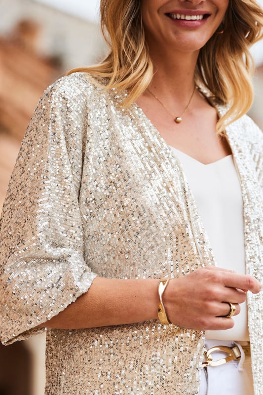 Champagne Gold Sequin Kimono Jacket