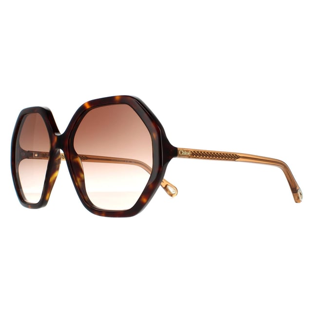 Las gafas de sol Chloe Round Womens Dark Havana y cristal marrón degradado Ch0008S Esther son un práctico estilo hexagonal elaborado en ligero acetato. El logotipo de Chloe cuenta con los templos delgados para la autenticidad de la marca.