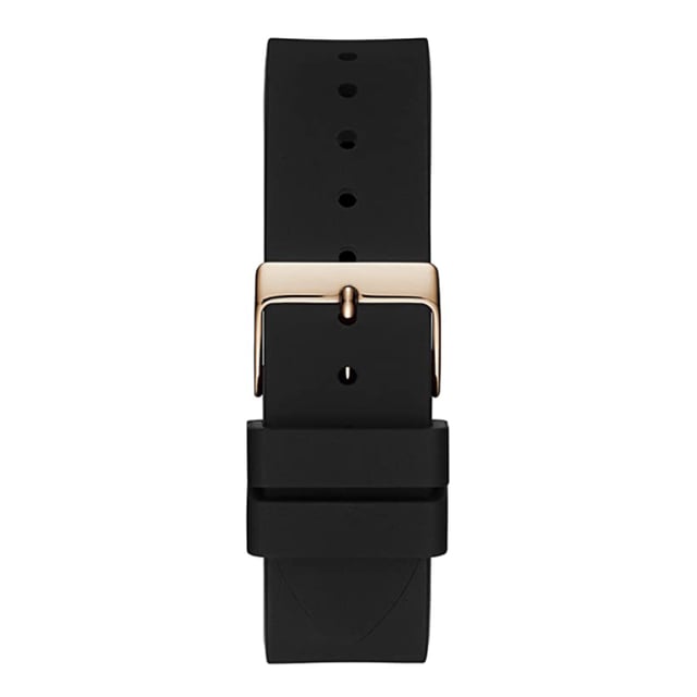 Diese Guess Venus Multi Zifferblatt Uhr für  Damen ist das perfekte Accessoire zum tragen oder verschenken. Ihr Rosagold 39 mm Rund Gehäuse kombiniert mit dem bequemen Schwarz Armband aus  Silikon garantiert, dass Sie diese atemberaubende Uhr kompromisslos genießen werden. Angetrieben von einem hochwertigen Quarz Uhrwerk und wasserdicht bis 5 bars, läuft Ihre Uhr stets weiter. Diese elegante, modische Uhr besetzt mit schönen steine ist ein perfektes Geschenk für Neujahr, Geburtstag, Valentinstag und so weiter  -Diese Analog Uhr verfügt über eine Kalenderfunktion: Tag - Datum, 24-Stunden-Anzeige, 24-Stunden-Anzeige Diese hochwertige Uhr hat ein Schwarz Silikon Band ( 19 cm Länge und 19 mm Breite) mit einer Dornschließe Gehäusedurchmesser: 39 mm,Gehäuse Höhe: 10 mm, Gehäusefarbe: Rosagold, Zifferblattfarbe: Perlmutt