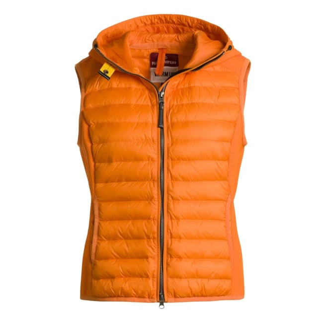 Blijf warm en stijlvol in de Parajumpers Oranje Gilet. Deze luxe damesbodywarmer is gemaakt van lichtgewicht, geisoleerde stof die warmte vasthoudt en beschermt tegen de elementen. Geef stijl niet op voor comfort - maak een statement! Vulling: 100% eendendons, bovenmateriaal: 100% polyamide, normale pasvorm, ritssluiting, zonoranje, effen bodywarmer, oranje bodywarmer