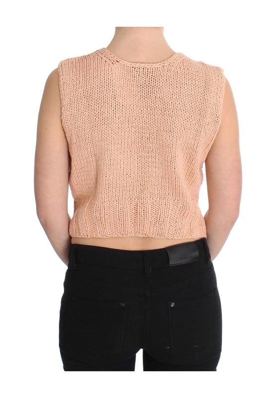 Gorgeous brand new with tags
  Sleeveless vest sweater
  Pink color
  Logo details
  Made in Italy
  Material: 90% Cotton 10% Polyamide