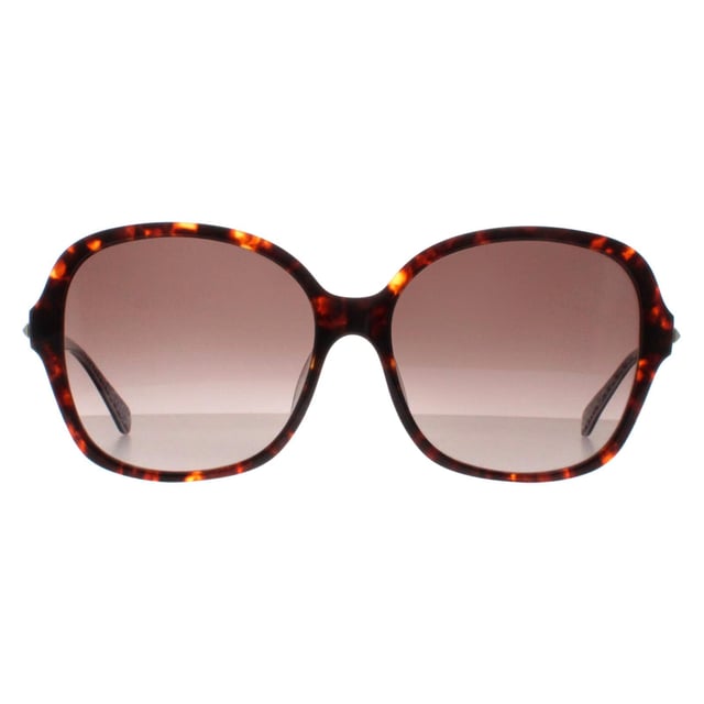 Kate Spade Buttefly Womens Havana  Brown Gradient Kaiya/F/S  Sunglasses feature an elegant butterfly frame crafted from high-quality acetate, ensuring both durability and comfort for all-day wear. The lenses provide excellent UV protection, safeguarding your eyes from harmful rays while offering clear, sharp vision. The temples are adorned with the iconic Kate Spade logo, adding a signature touch of luxury and sophistication.