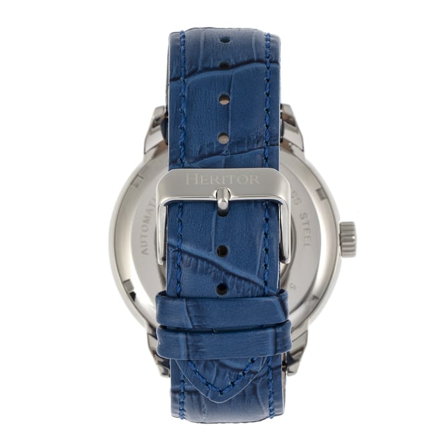 Heritor Automatic Sanford Semi Skeleton Leather Band Watch