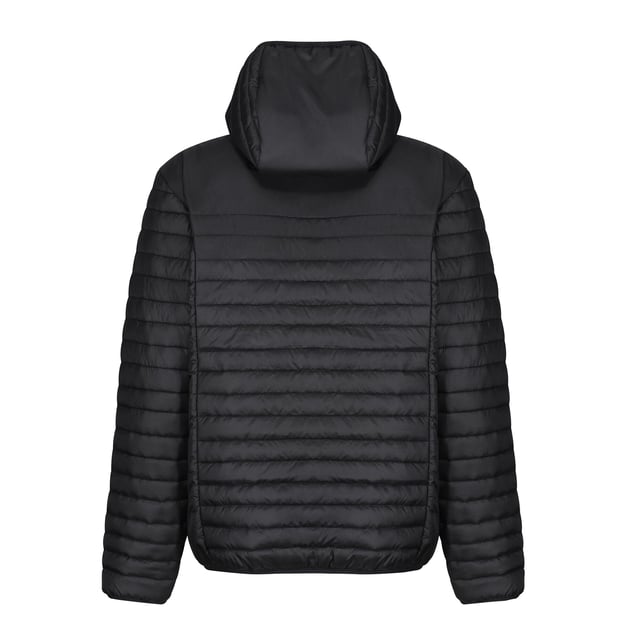 Material: 100% Recycled Polyester. Lining Material: 100% Recycled Polyester. Fabric: Cire Finish, Vinyl. 70gsm. Design: Quilted. Compressible, Embroidered Detail, PFC Free, Recycled, Thermo-Guard, Water Repellent. Neckline: Hooded. Sleeve-Type: Long-Sleeved. Cuff: Stretch Binding. Hood Features: Stretch Binding. Pockets: 2 Lower Pockets, Zip. Fastening: Full Zip. Hem: Stretch Binding.
