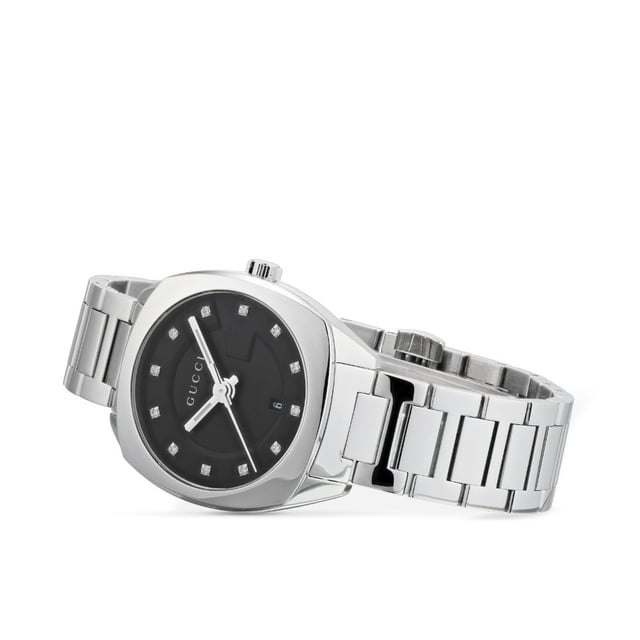 CATEGORY WatchesBRAND GUCCIWATCH MARKERS DiamondWATER RESISTANT 50 MetresGender WomenMOVEMENT QuartzCASE MATERIAL Stainless SteelDIAL COLOUR BlackSTRAP MATERIAL Stainless SteelDIAMETER 29mmBRAND COLLECTION SGG2570