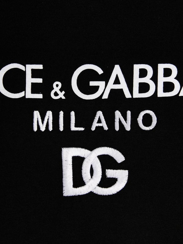 Dolce & Gabbana Embroidered DG Milano Logo T-Shirt in Black