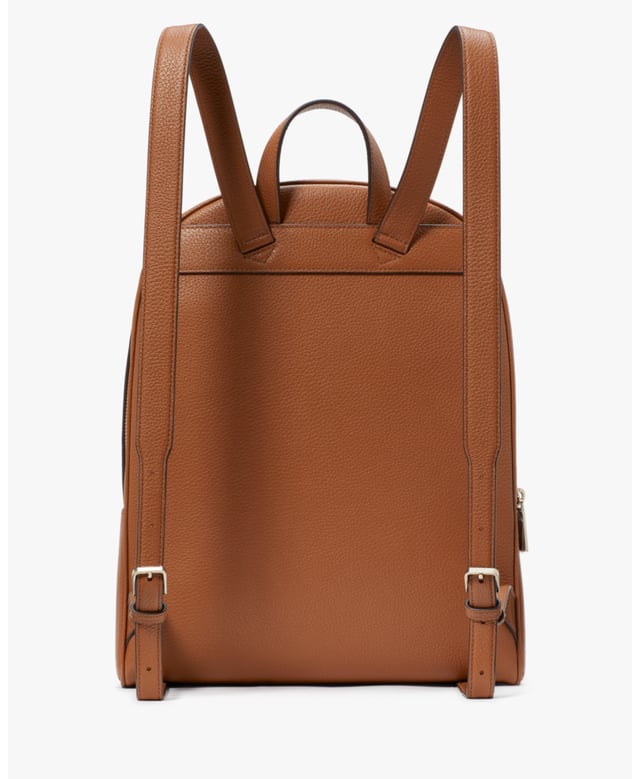 Lena Pebbled Leather Double Zip Dome Backpack, Back Zip Pocket, Front Zip Pocket,  Length: 14.50 Cm,  Width: 37.00 Cm,  Height: 29.50 Cm