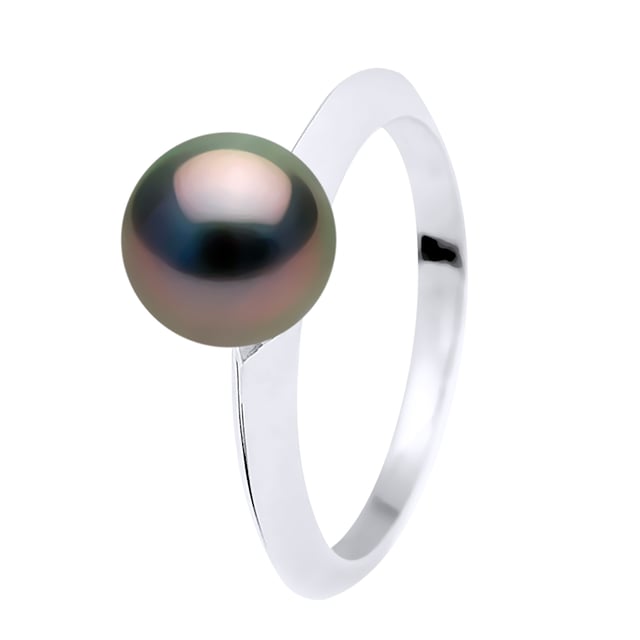 Ring äkta odlad rund Tahitipärla 8-9 mm , 0,31 i Vitguld Storlek tillgänglig från 48 till 62 , J till U - Våra smycken är tillverkade i Frankrike och levereras i en presentförpackning tillsammans med ett äkthetscertifikat och internationell garanti