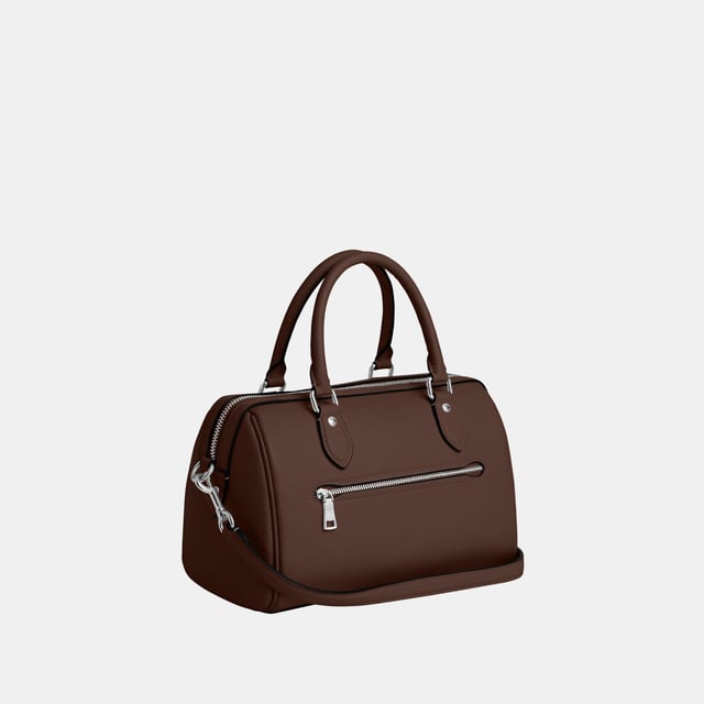 Rowan Satchel in Refined Pebbled Leather, Inside zip and multifunction pockets, Outside zip pocket,  Length: 25.50 cm,  Width: 14.00 cm,  Height: 17.00 cm