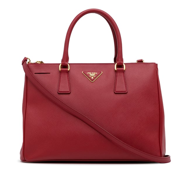 Vintage Prada Saffiano Lux Galleria Double Zip Red