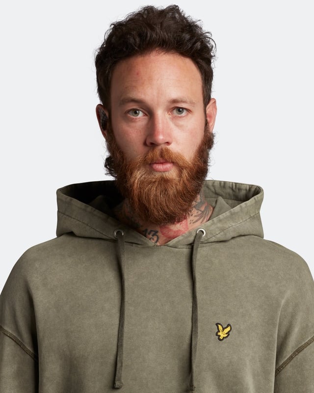 Lyle Scott Washed Hoodie in Olive