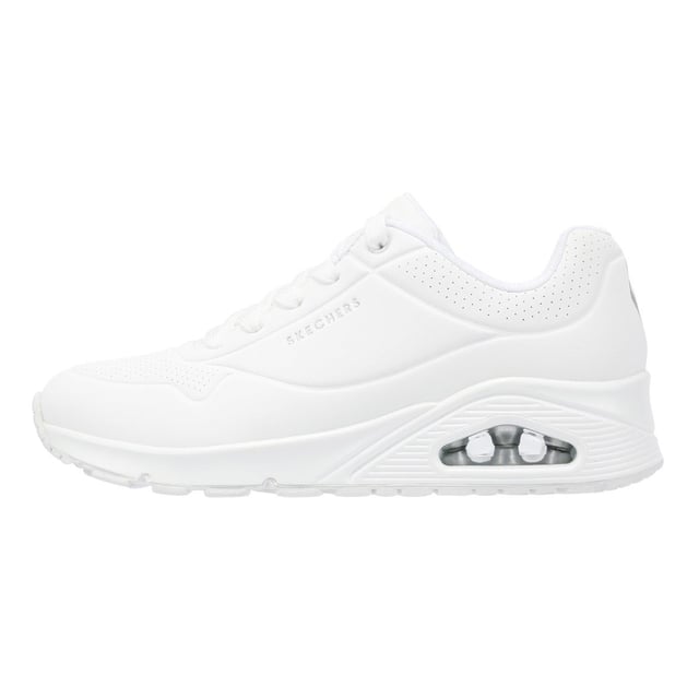Discover the ultimate comfort with these sneakers crafted with a smooth synthetic Durabuck perforated upper for durability and style. Features Skechers Air-Cooled Memory Foam insole for enhanced comfort, pressure relief, and breathability. Equipped with Skech-Air visible air-cushioned midsole for superior cushioning and a flexible rubber traction outsole for stability.