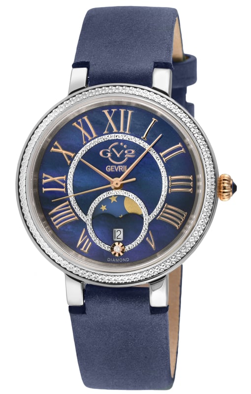 GV2 Women's Genoa, Blue MOP Dial, Authentic Handmade Blue Abisso