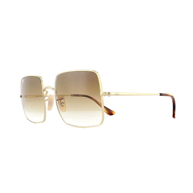 Ray-Ban Sunglasses RB1971 914751 Gold Light Brown Gradient are an oversized square shape with a metal frame. A very different style for Ray-Ban! They're bang on trend as the geometric shape is so popular at the moment. The super slim temples and bridge are a stark contrast against the large lenses. Plastic temple tips and adjustable silicone nose pads guarantee a personalised fit for all day comfort.