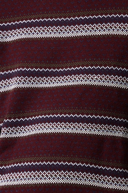 Classic Fairisle pattern for timeless appeal
        Crew neck design for versatile layering
        Ribbed cuffs and hem for a snug fit
        Horizontal stripe detailing adds visual interest
        Relaxed fit for comfortable everyday wear
    
    Embrace the charm of traditional knitwear with this Fairisle pattern crew neck jumper. Perfect for the man who appreciates classic style with a modern twist, this jumper offers both warmth and style for the cooler months. The horizontal stripes and intricate pattern work together to create a visually appealing piece that's easy to style. Pair it with your favourite jeans and trainers for a casual pub outing with mates, or dress it up with chinos and brogues for family gatherings. The versatile design makes it an excellent choice for weekend walks in the countryside or cosy nights in. Machine washable at 30 degrees, this jumper is as practical as it is stylish, ensuring you look put-together with minimal effort. Whether you're cheering on your team at a sports match or enjoying a casual dinner out, this Burton jumper is sure to become a go-to in your autumn and winter wardrobe.