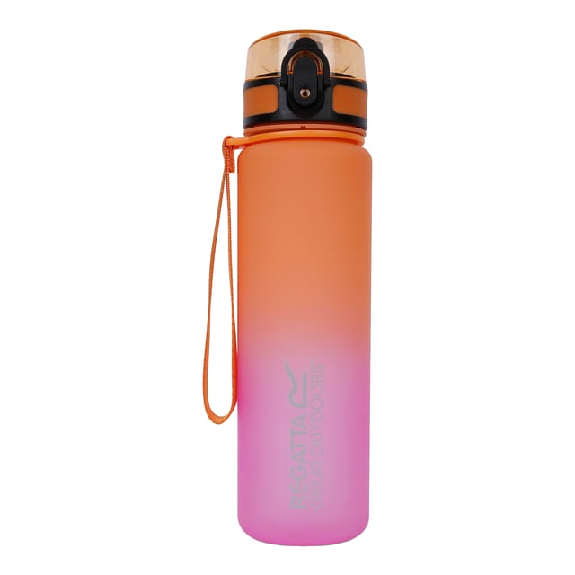 80% Tritan Copolyester Plastic, 10% Thermoplastic Elastomer, 10% Polycarbonate. BPA-Free Plastic, Lightweight. Flip-Top Lid, Leakproof. Capacity: 0.6L. Sustainability: Reusable.