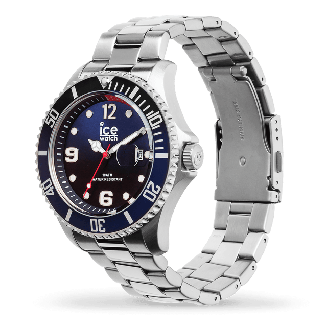 This Ice Watch  Analogue Watch for Men is the perfect timepiece to wear or to gift. It's Silver 48 mm Round case combined with the comfortable Silver Stainless steel will ensure you enjoy this stunning timepiece without any compromise. Operated by a high quality Quartz movement and water resistant to 10 bars, your watch will keep ticking. This sporty and classical watch is perfect for every occasion! The watch has a calendar function: Date, Luminous Hands, Luminous Numbers. High quality 21 cm length and 22 mm width Silver Stainless steel strap with a Fold over with push button clasp. Case diameter: 48 mm, case thickness: 13 mm, case colour: Silver and dial colour: Blue.