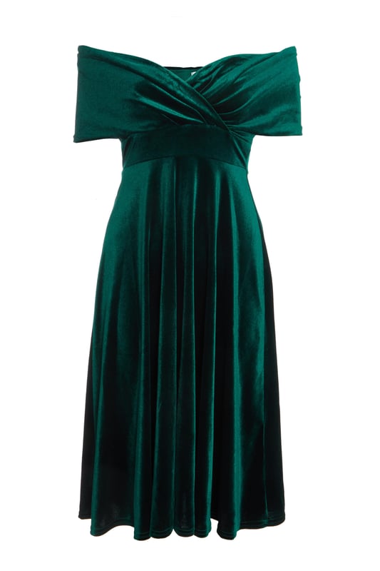 green emerald velvet dress Compliment main image 1
