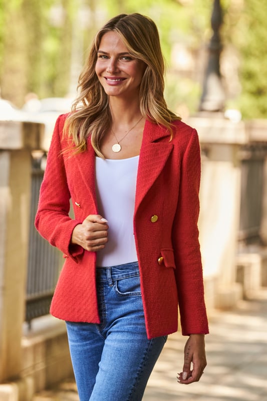 Red tailored jacket womens hotsell