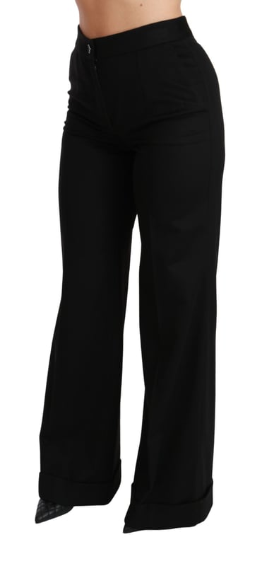 Brand: Dolce & Gabbana
  Condition: Brand new with tags
  Authenticity: 100% Authentic
  Style: High Waist Wide Leg Flared Pants
  Fit: Regular fit
  Material: 100% Cashmere
  Color: Black
  Closure: Zipper button fly
  Details: Logo details
  Origin: Made in Italy
  Gender: Women
Material: 100% Cashmere