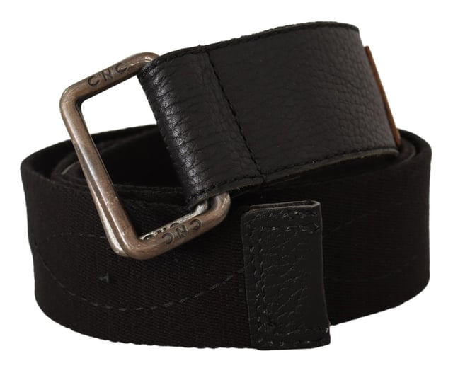 Brand: CNC Costume National
  Style: Fashion Belt
  Motive: Solid pattern
  Material: 80% Cotton 20% Leather
  Color: Black
  Fastening: Silver tone
  Logo details
  Made in Italy
Material: 80% Cotton 20% Leather
