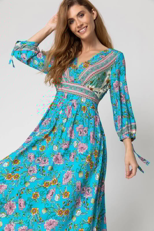 Floral Border Print Maxi Dress