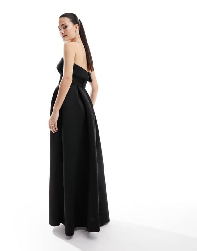 ASOS DESIGN bandeau corset structured skirt maxi dress in black