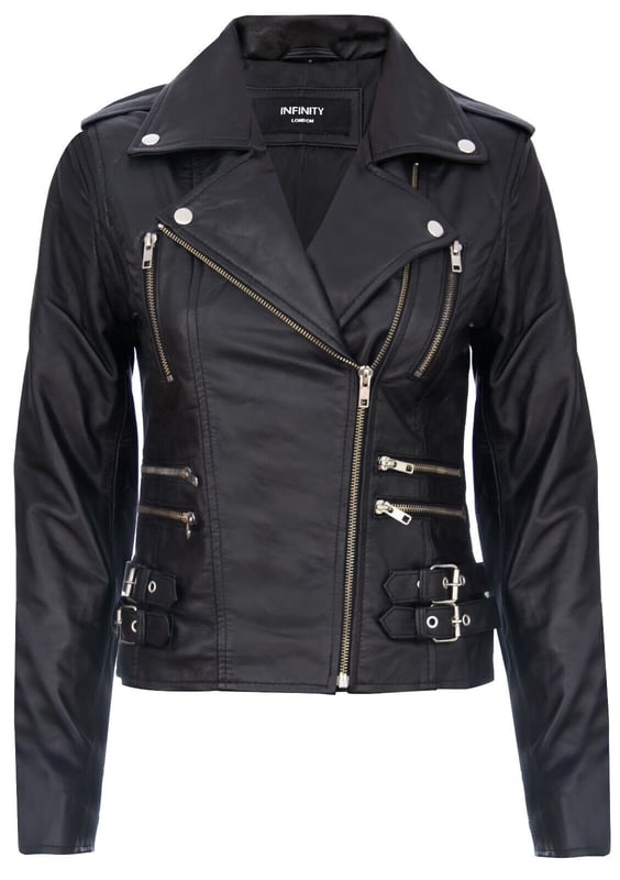 Introducing our best-selling double-breasted biker jacket, a true epitome of style and functionality. Crafted with precision, this jacket is designed to enhance your wardrobe with its sleek features and silhouette, ensuring you stand out effortlessly. Here's why it's a must-have:  
Distinctly Stylish: The jacket's sleek design creates a distinct and fashionable appearance that's perfect for any occasion.
 
Ample Storage: Featuring multiple zip pockets on the front, this jacket not only adds character but also provides extra storage for your essentials.
 
Flamboyant Details: The wide notched lapel and shoulder epaulettes add a touch of flamboyance, fastened down securely with press studs for a polished look.
 
Tailored Fit: Buckle tabs at the hips allow for a comfortable, tapered fit, accentuating your silhouette, complemented by the jacket's slim design. Color Variety: Available in a wide array of colors, you can choose the one that matches your personal style.  Crafted from 100% premium ultra-soft nappa leather and lined with a premium polyester blend, this jacket offers both luxury and comfort. With an off-centered YKK zip fastening, this jacket is as functional as it is stylish, making it a versatile addition to your wardrobe