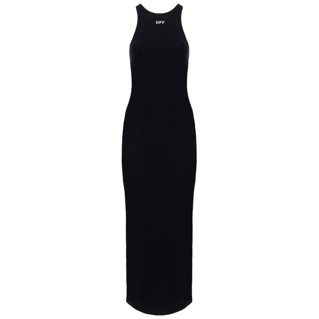 Vestido negro, haras una declaracion con cada uso. ¡Haz una declaracion de estilo!, 95% Algodon, 5% Elastano, Logo OFF en el pecho, Hecho en Italia, Estilo acanalado