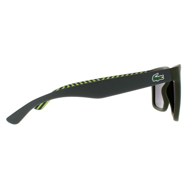 Lacoste Sunglasses L750S 318 Matte Green Green Mirror are a simple style with a classic rectangular look with the instantly recognisable alligator logo on the temple. AN interesting black and white inside pattern completes the look.
