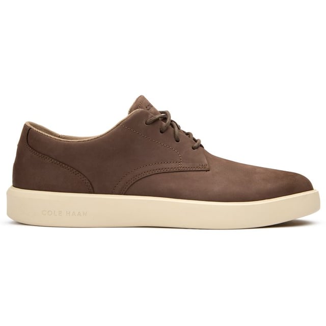Mens grey Cole Haan grand crosscourt daily shoes, manufactured with nubuck and a rubber sole. Featuring: grand 360 sole, cole haan branding, lightweight and padded heel collar.