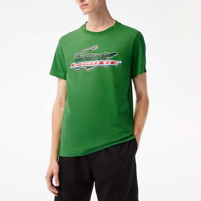 Men’s Lacoste Sport Regular Fit Organic Cotton T-shirt - Regular fit  straight cut: Active styling. Ultra-dry technology: Quick drying. Crocodile logo print: Strikes fear into the hearts of your opponents. Silicone crocodile badge: The sign of an athlete. Organic cotton jersey: Grown without GMO or chemical products.- Ref: TH5156-L94