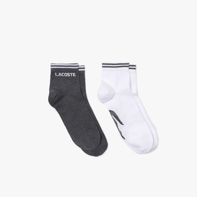 Unisex Lacoste SPORT Low Cotton Sock 2-Pack.- Stretch cotton blend jersey.- Oversized jacquard Lacoste branding on ankle.- Oversized jacquard crocodile on sole. Material: 100% Cotton. Ref: RA4187NKJ.