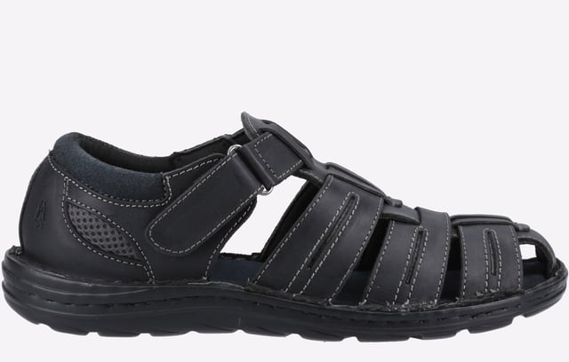 Hush Puppies Albert Vissersandalen Heren Een klassieke leren sandaal, perfect voor zomerse dagen buiten, met een bovenwerk van echt leer en een klittenbandsluiting, een gevoerde suède kraag voor comfort, en een lichte PU-zool. - Bovenwerk van echt leer - Gevoerde suède kraag voor extra comfort - Comfortabele textielen voering - Gevoerde comfort sok van echt suède - Lichte PU-buitenzool