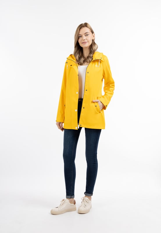 Geen vulling  Op regenachtige dagen biedt deze klassieke ICEBOUND heerlijke bescherming. Het gecoate materiaal is wind- en waterdicht en ideaal voor een wandeling in alle weersomstandigheden. De licht getailleerde, middellange vorm biedt extra bescherming tegen regen met de brede capuchon en stijlvolle koorden. De drukknoopsluiting boven de ritssluiting en de schuine klepzakken optimaliseren de jas bovendien op het gebied van weersbestendigheid.  Regenjas