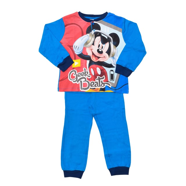 Long winter pajamas for children from the DISNEY Sun City brand.
 Pajamas in cotton fabric consisting of two pieces, t-shirt and pants.
 Soft and comfortable fabric.
 Pajama interior with plush fabric.
 Long sleeve t-shirt with ribbed cuffs.
 Ribbed crew neck.
 Long pants with ribbed cuffs.
 Elastic waist for better support.
 Seams seen in tone.
 Composition: T-shirt: 100% Cotton; Pants: 100% Cotton
 Care:
Machine wash maximum at 30º.
 Do not use bleach.
 It does not allow the use of a dryer.
 Allows ironing at low temperature.
 Do not dry clean.