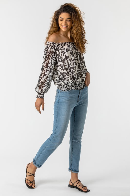Animal print bardot sales