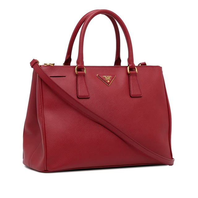 Vintage Prada Saffiano Lux Galleria Double Zip Red