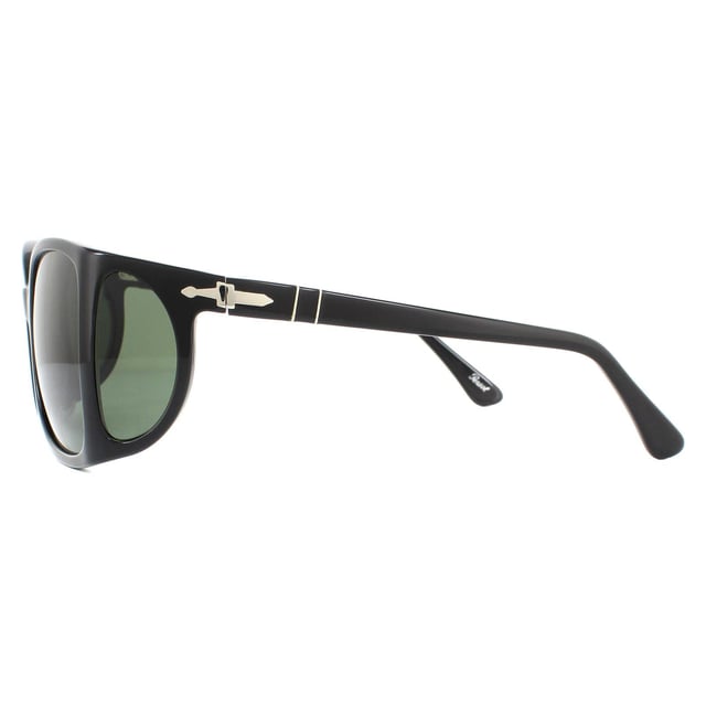 Persol Sunglasses PO0005 95/31 Black Green were once called 'glacier glasses', this design features four lenses that wrap around to provide full protection from the sun at every angle. Meflecto temples and the lightweight frame guarantee comfort and typical Persol styling with the silver arrow ensures brand recognition.