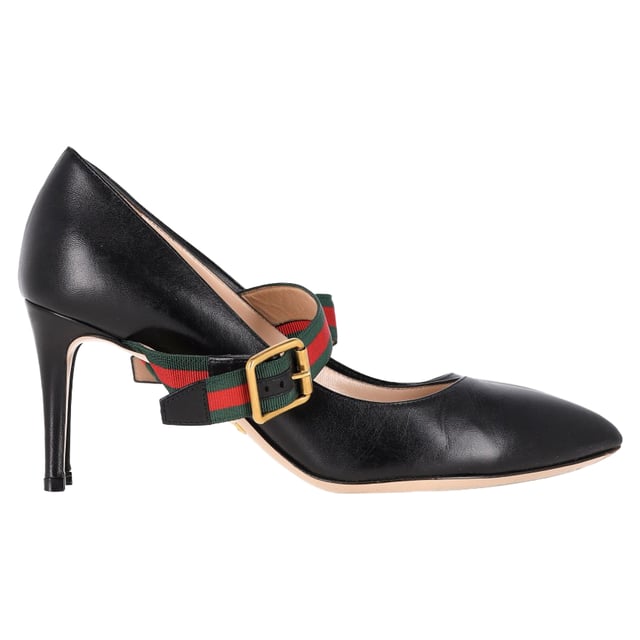 VINTAGE, RRP AS NEW
These Gucci Mary Jane Sylvie pumps exude a timeless appeal. Crafted from leather in Italy, they feature a signature strap with buckle fastening, pointed toes, and 10.5 cm stiletto heels. The white color adds to the appeal of the fashionable pair!


with Dust bag

Gucci Malaga Kid Sylvie High Heel Pumps in Black Leather
Condition: Very good
Signs of wear: Minor markings, Lightly used but very well maintained. Minor mark at soles & creasing, light scuffing at the soles and heels.
Packaging: Dust bag
Color: black
Material: Leather 
Size: EU37/US7
Measurements: Heel height: 80; Insole length: 260
SKU: NAPPUGBSH400613W